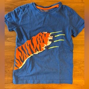 Mini Boden Blue Tee with Tiger Claw Graphic